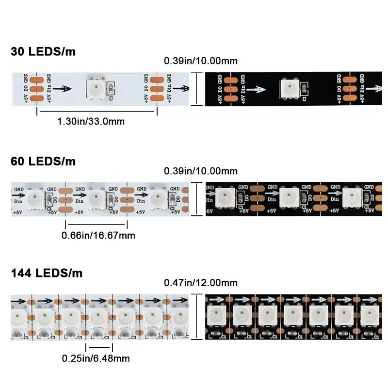 ws2812b DC5V 5050RGBIC 30 60 144leds dream color LED strip light addressable Flexible Pixel LED Light ws2812 smart Strip Lights