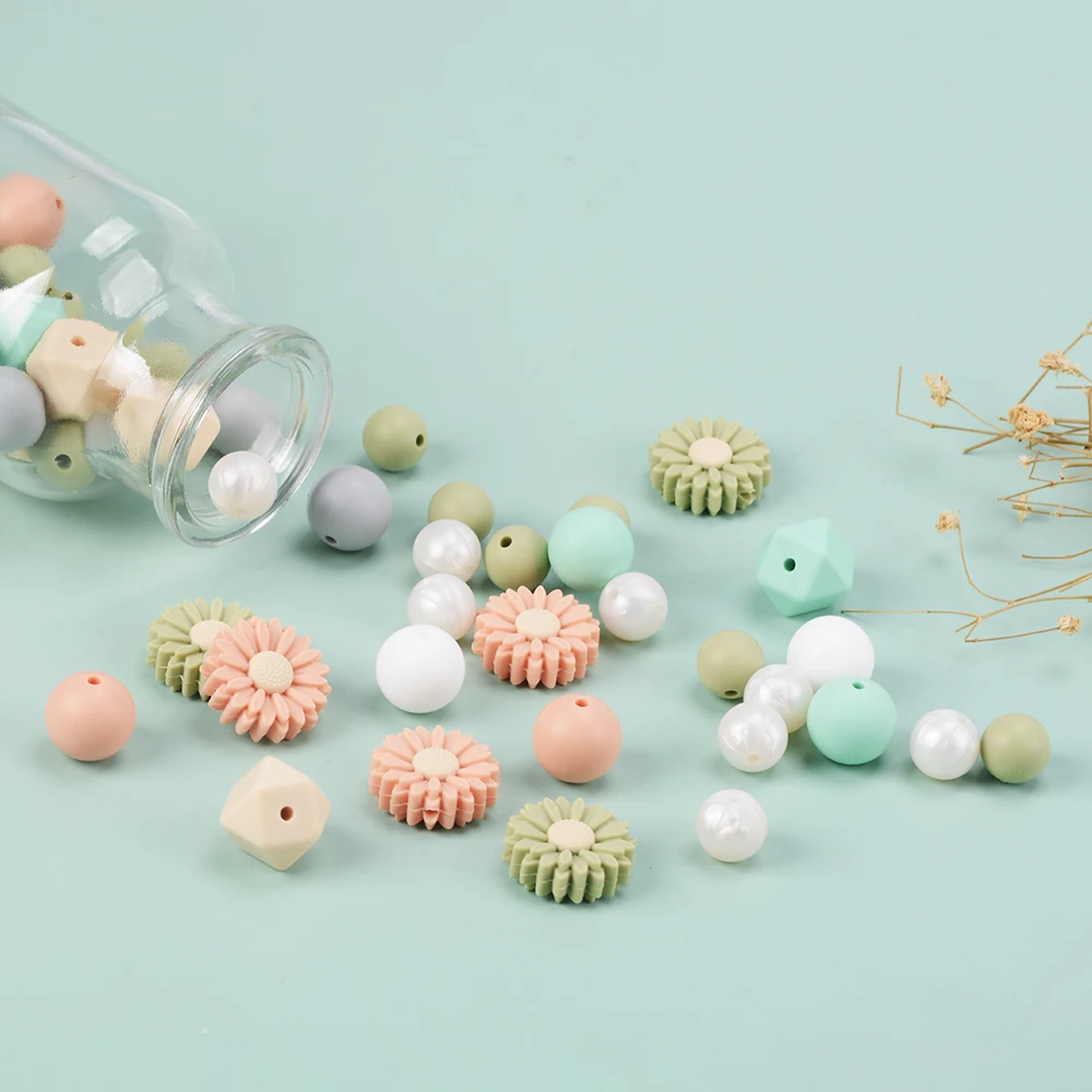 Wholesale Food Grade Silicone Beads for Pacifier Baby Chewable BPA Free Silicone Baby Teething  Beads