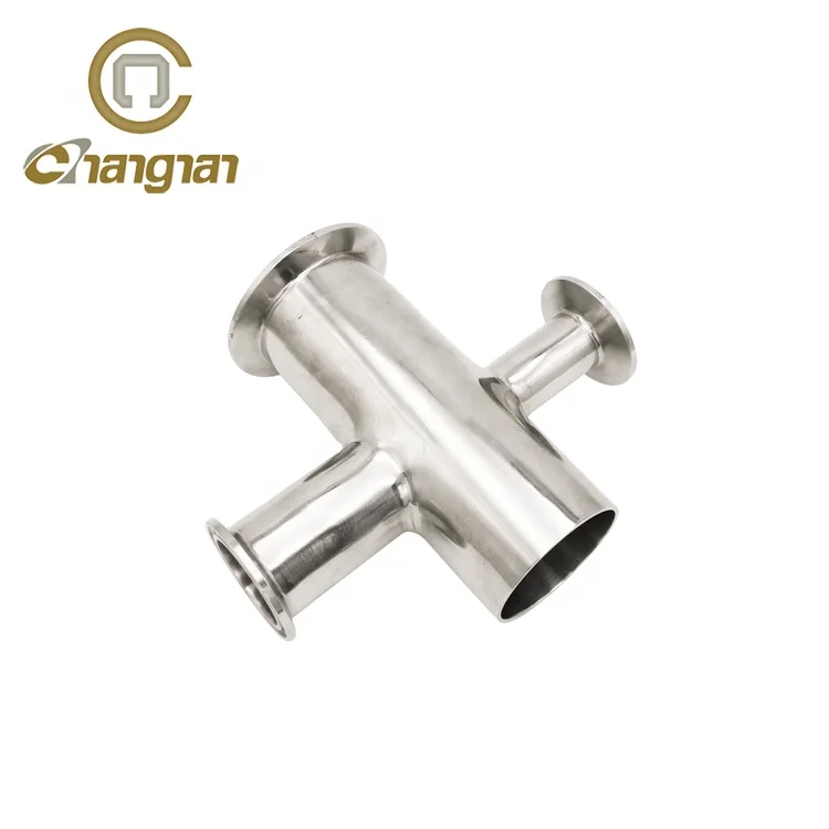 Beverage stainless steel pipe fittings 304 SMS reduce clamp cross