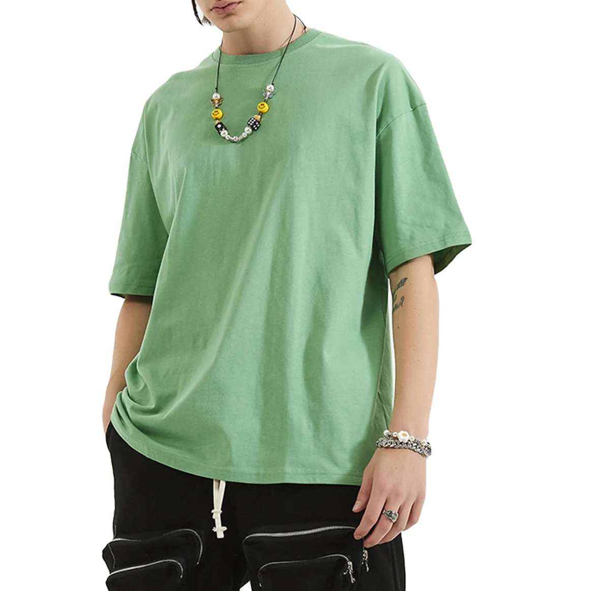 Oversize Casual Short Sleeve T Shirts 100% Cottlon Tee Loose Fitting Sports Fitness Tops  Daily Streetwear Gym Shirts