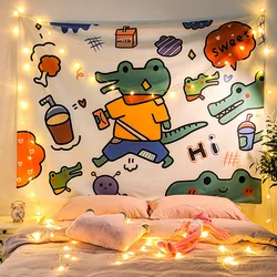 Lovely Cartoon Style Custom Design 3D Digital Printing Household Bedroom Background Wall Hanging Tapestry