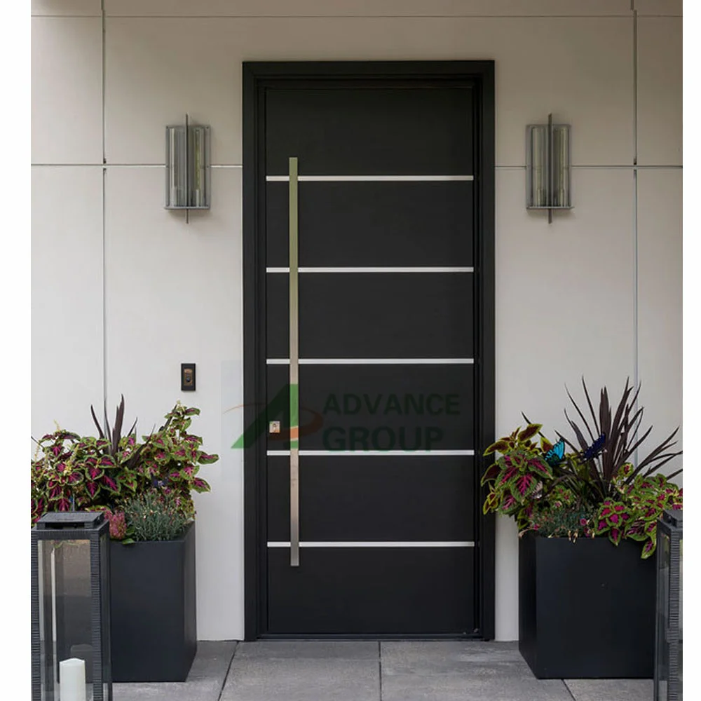 Modern aluminum pivot entrance door stainless steel front entry doors for houses