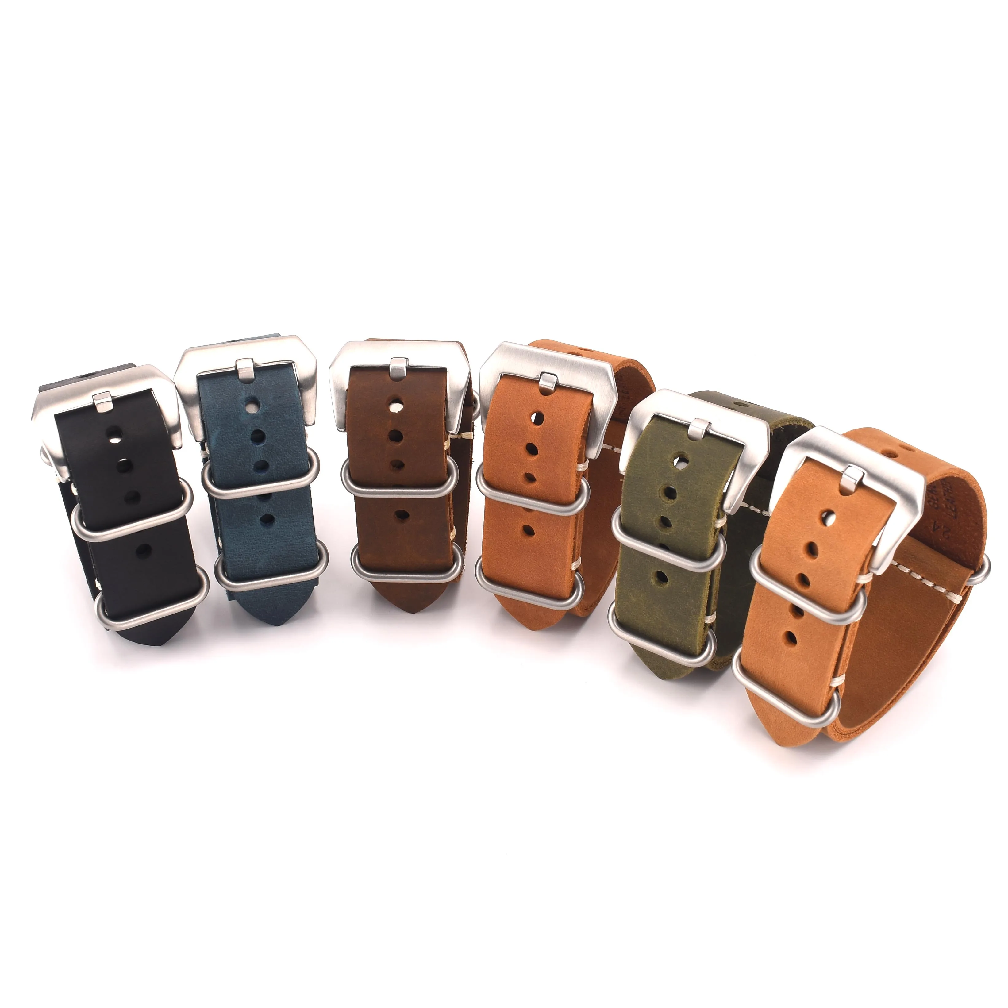 Fashion Special zulu Western Watch Band Italian Crazy Horse Genuine Leather 20mm 22mm 24mm 26mm with Stainless Steel Buckle