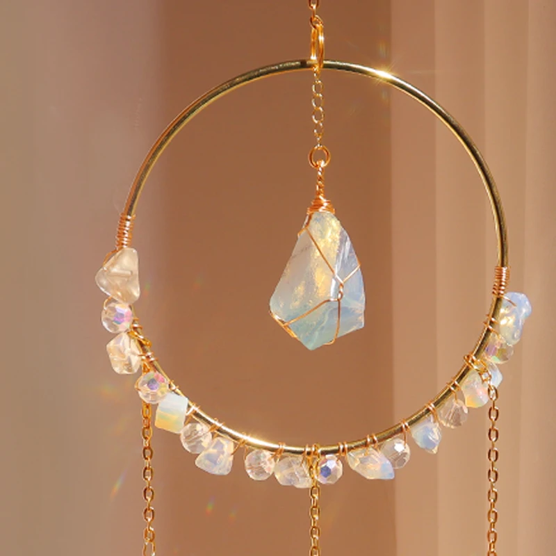 Wholesale circle raw crystal suncatcher rainbow spaces suncatchers  bernstein wave suncatcher