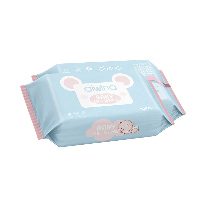 AIWINA  100% Purfied Water 100% organic bamboo baby nose hand mouth body cleaning wet cream wipe bulk