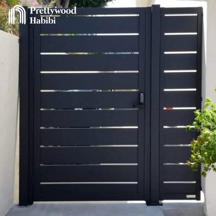 Prettywood современный жизин алюминиевые металлические ворота дороге складной пешеходный главные дверных