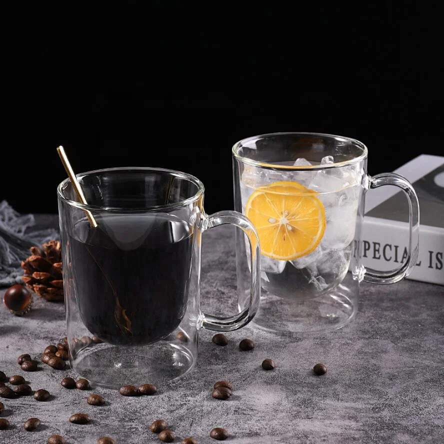 300ml Double coffee cup insulated glass thickened heat resistant transparent tea cup household juice cup
