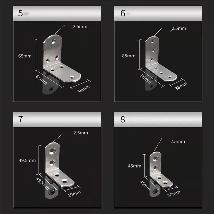 Wholesale stamping parts angle corners brackets metal bracket brace stainless steel corner bracket