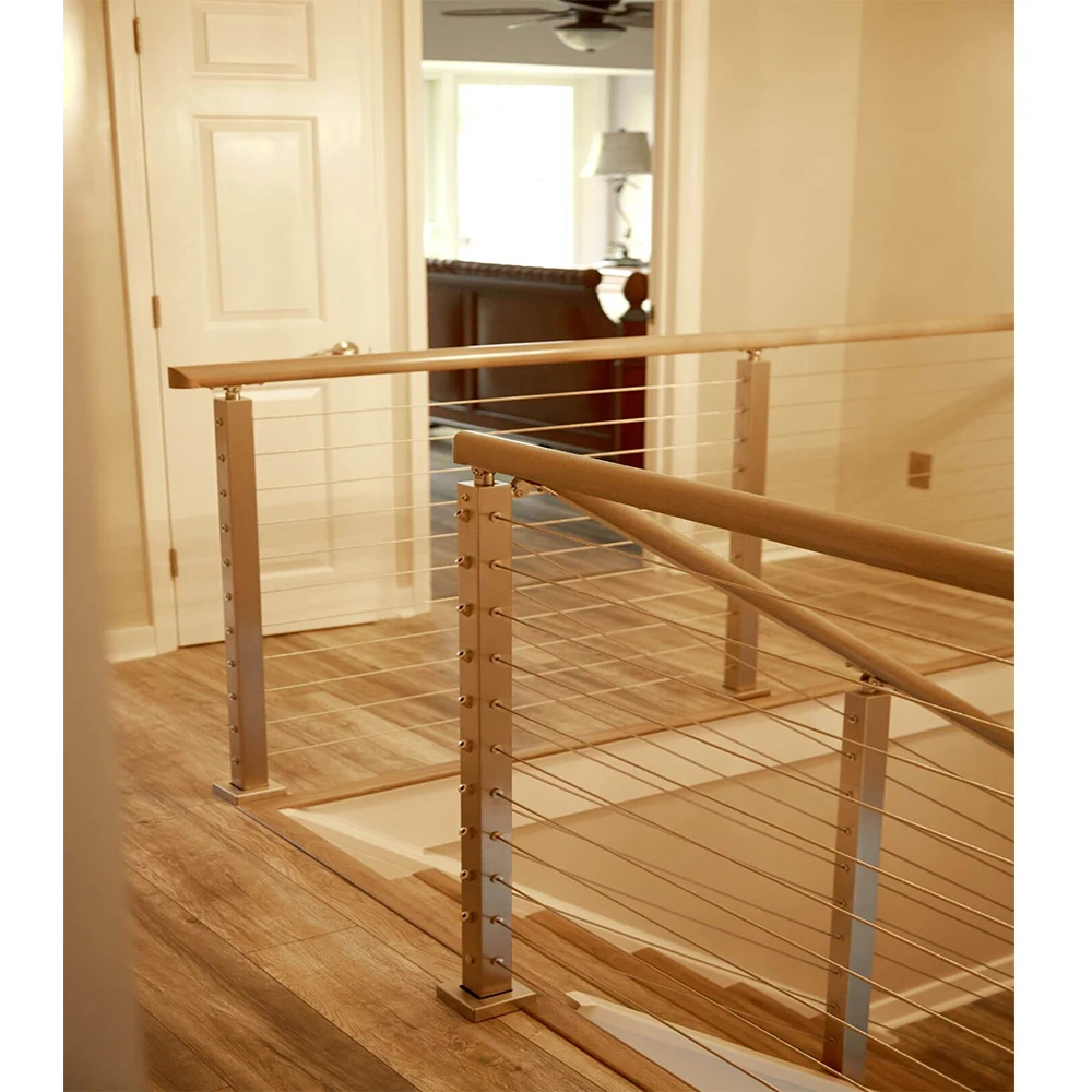 Indoor 304 Stainless Steel Wire White Powder Coated Stair Baluster Cable Railing Designs