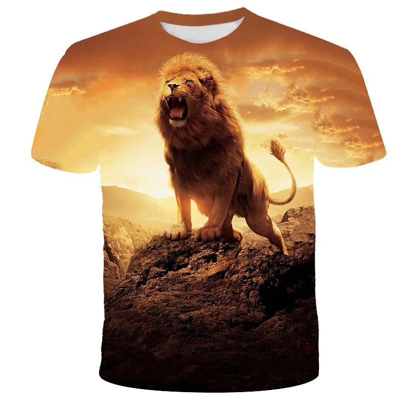 deep   men    plus size handsome  tiger lion    3d print t shirt  man  kid  animal  short sleeve 3D  t  shirts