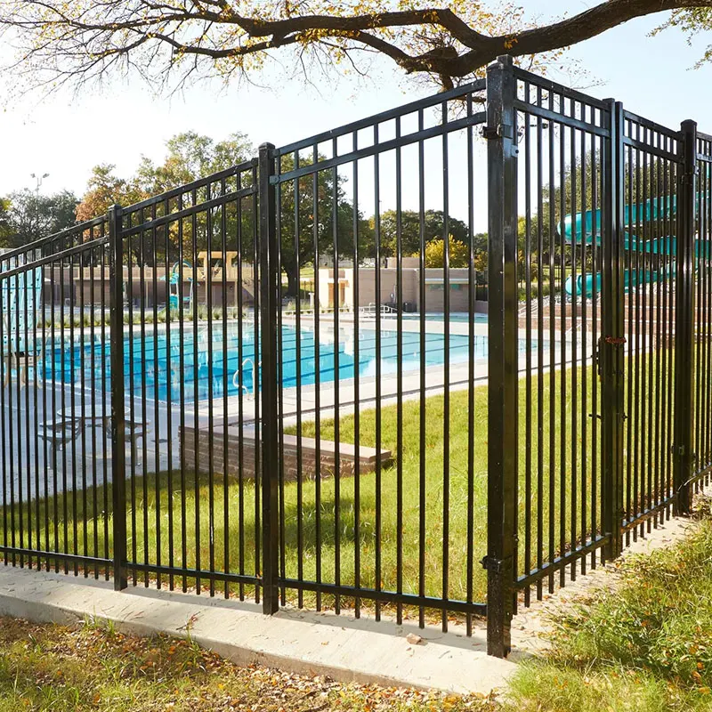 China Outdoor 8X6 Feet Wrought Iron Fence Black Powder Galvanized Steel Metal Fence Panel