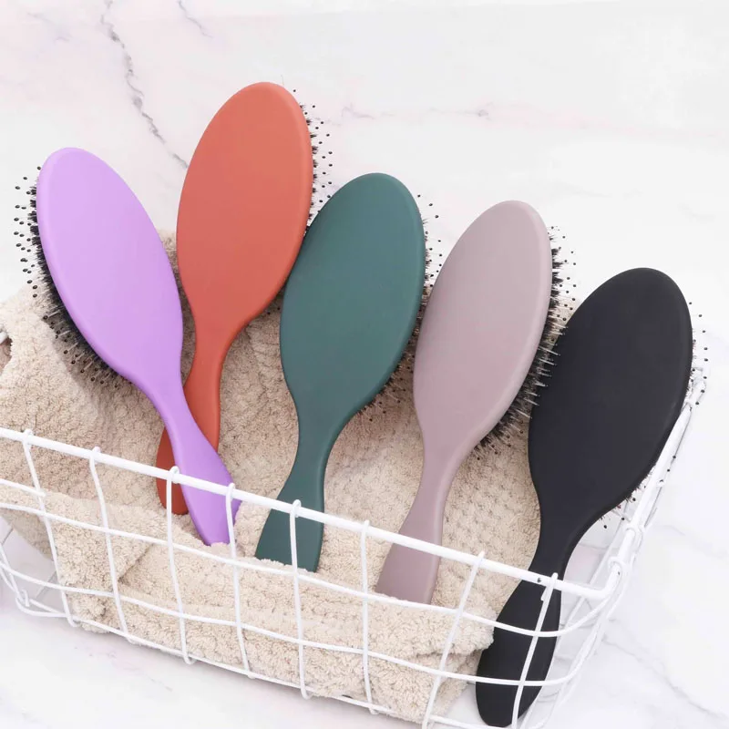 Custom Logo Women Fashion Paddle Hard Bristles Brush Mixed Boar Bristle Hair Wig Extension Set for Extension