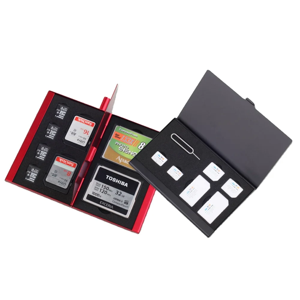 Factory price wholesale business custom metal aluminum micro nano sim SD card holder/cardscase