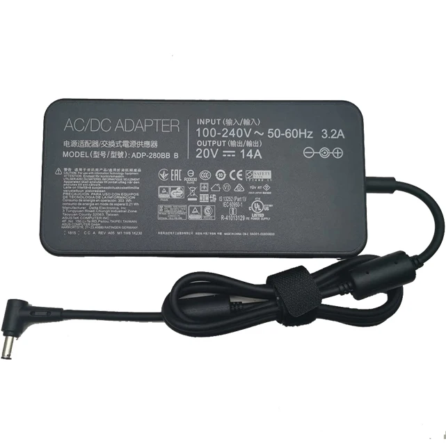 280W 20V14A ноутбук зарядное устройство для PG35V G703GI GX701 ROG G703GX ADP-280BB B AC/DC адаптер питания для MSI GE75 GE63 Raider цветная (RGB)