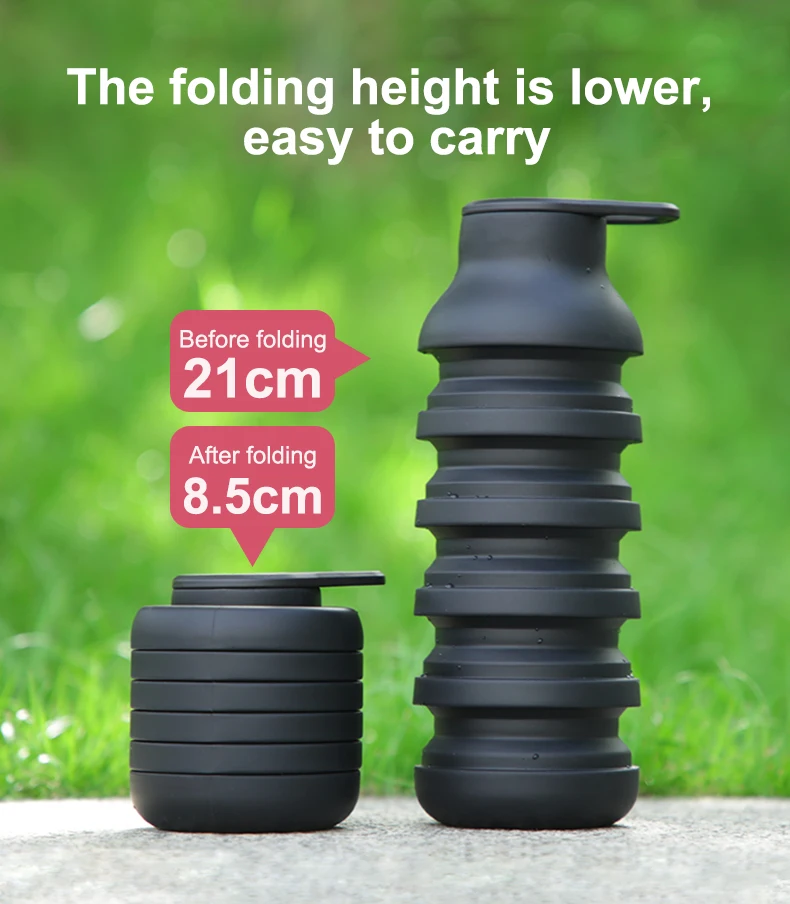Custom Hot Selling Running Drink Portable Foldable Kid Silicone Gym Sports Travel Collapsible Water Bottle