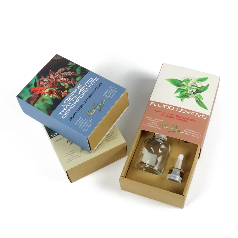 Wholesale Custom Printed Hair Accessories Paper Cardboard Bottle Dropper Hair Oil Box and Logo Slide Out Drawer Packaging Box