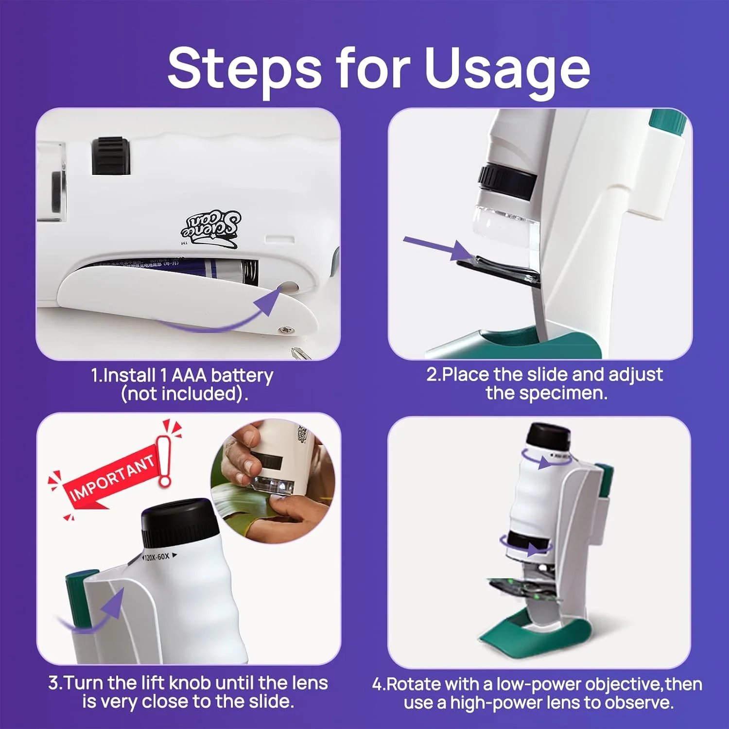 High Quality Darwin Portable Scientific Microscope for Kids