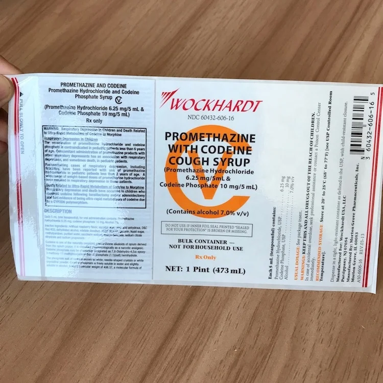 Custom High Quality Printed Oral Solution Wockhardt Cough Syrup Label Stickers