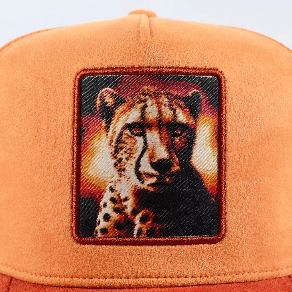 Wholesale Multicolor 5 Panel Custom Animal Tuckers Hats With 3D Embroidery Cheetah Logo Patch