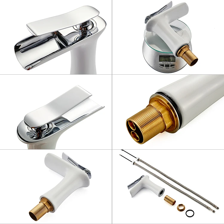 YUNDOOM OEM Washbasin Water Mixer Wholesale Bathroom Chrome White Deck Mount Musluk Factory Lavatory Washroom Brass Basin Faucet