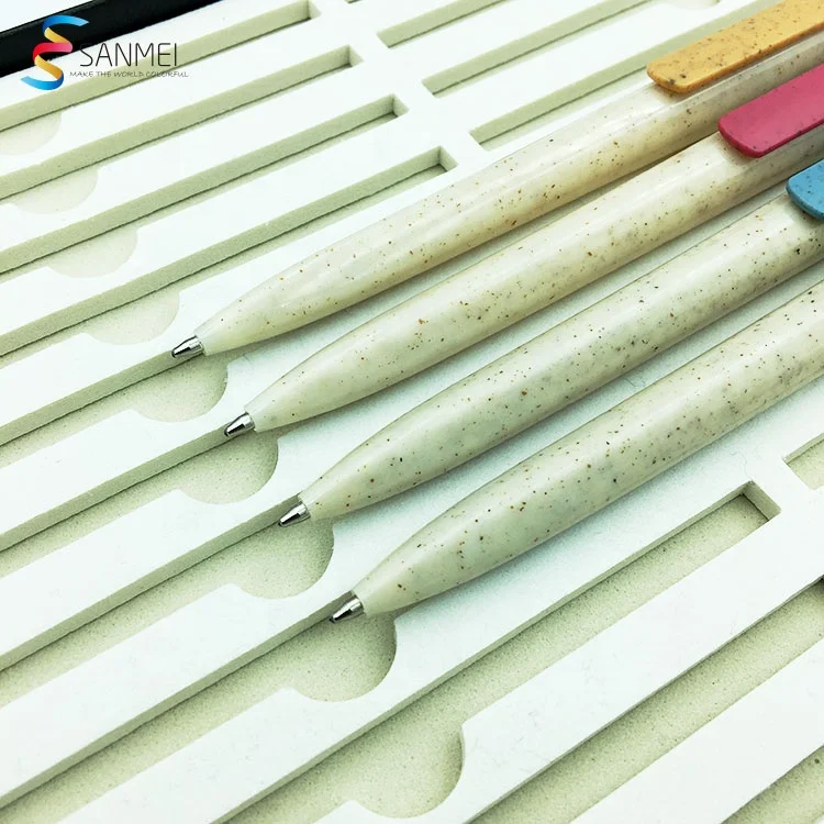 Environmental protection material promotional customized artwork souvenir eco friendly wheat straw pen for gift giving
