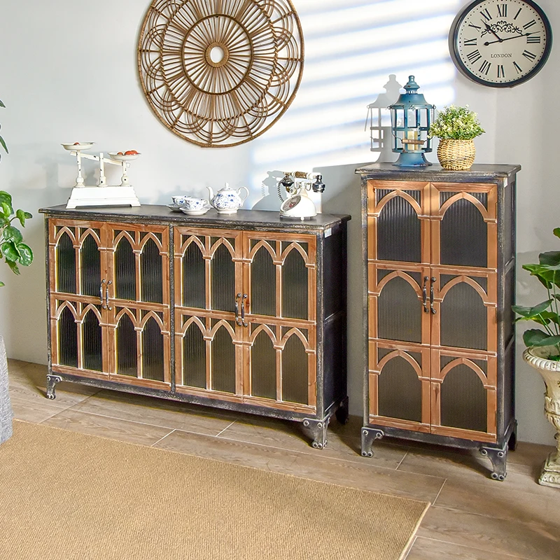 INNOVA living room vintage antique black wooden storage cabinet for home furniture