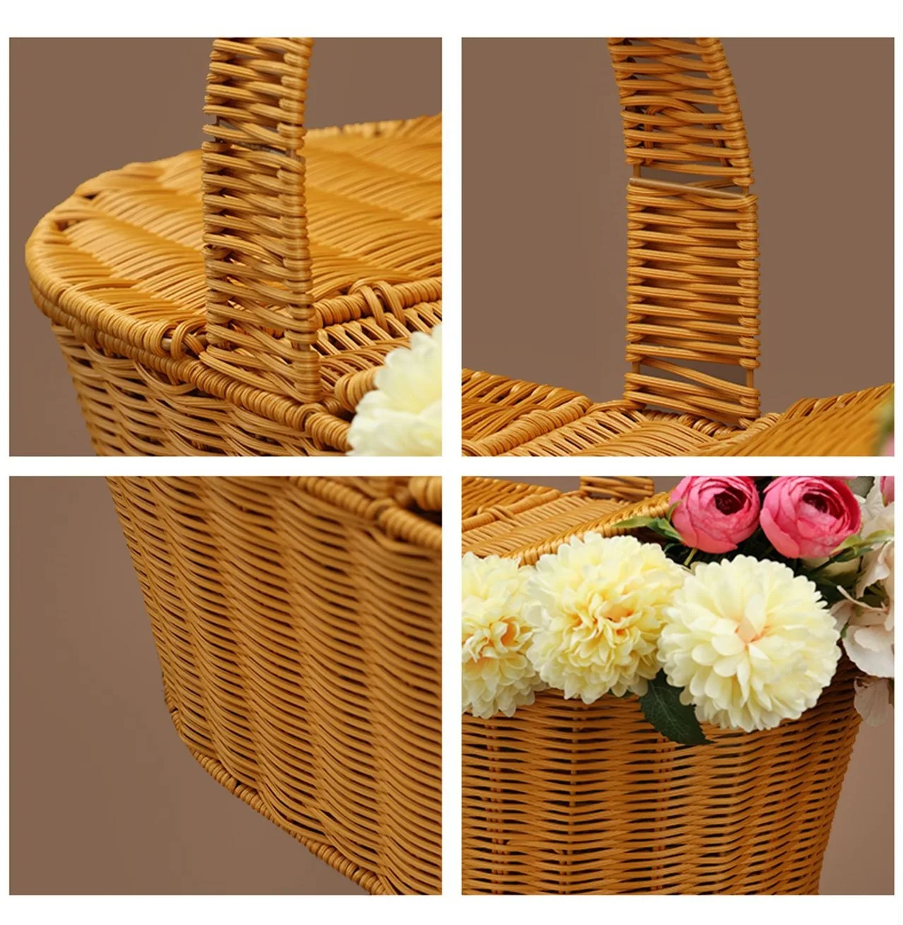 wicker plastic small plastic basket for vegetables shopping hamper basket with handle cleaning egg storage picnic willow rattan woven baskets