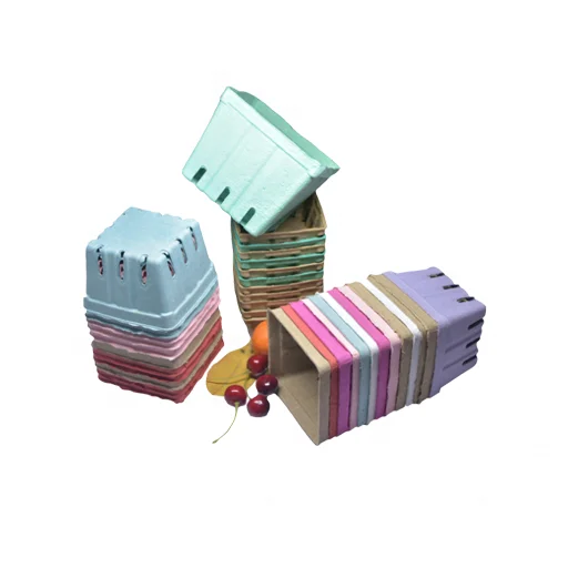 Eco-Friendly Pulp Fiber Berry Basket Container Strawberry Blueberries Tomatoes Biodegradable Paper Molded Pulp Vented Basket