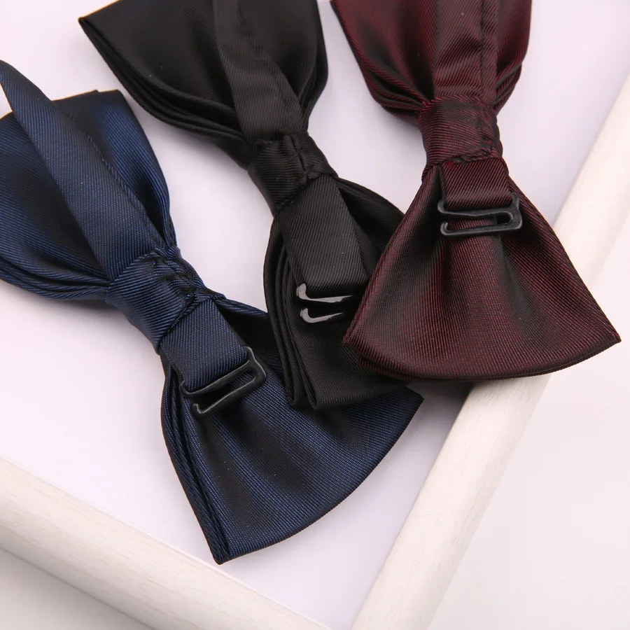 Perfect fashion luxury solid adjustable bow tie straps mens plain black red navy bow ties