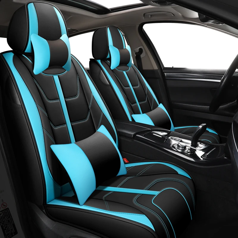 Full Set Car Seat Covers, Crown PU Leather Car Seat Cover Full Surround, Durable Comfortable Automotive Vehicle Cushion Cover Fi