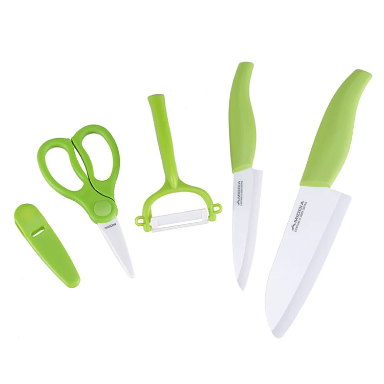 MIDDIA Ceramic Japanese Sushi Chef Knife Peeler Scissors knives block set a set of knife for the kitchen