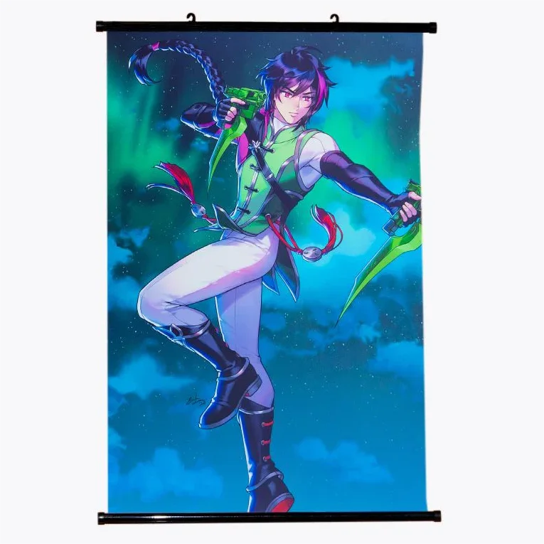 Индивидуальная конструкция быстрая доставка подвесной свиток аниме плакат с пластиковым/алюминиевым стержнем настенный