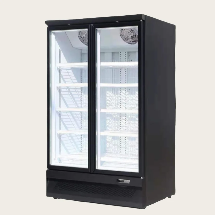 9-Fan cooling Free Standing Vertical Glass Door Display Chiller Single-Temperature Beer Freezer for Drinks Storage