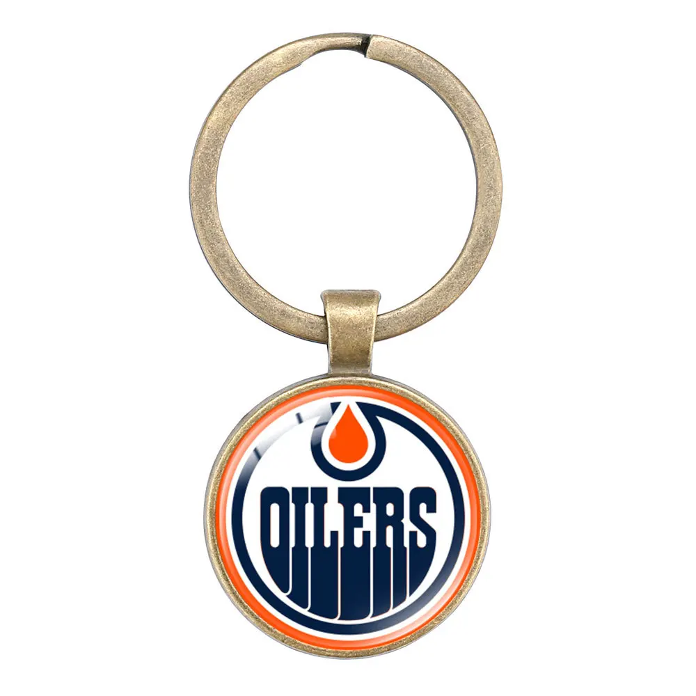 Low MOQ custom design Ice Hockey Team Logo Key Ring Ornament Sports Pendant Nhl Team Logo Keychain