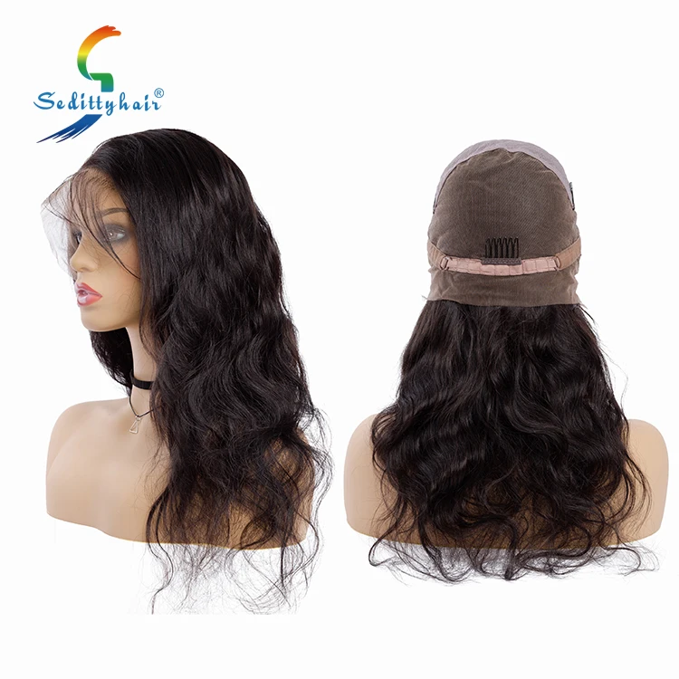 Overnight shipping glueless baby hair body wave 100% peruvian wig human hair full lace wig