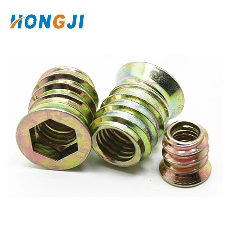 Wood insert nut for table inner thread and outer thread nut for furniture