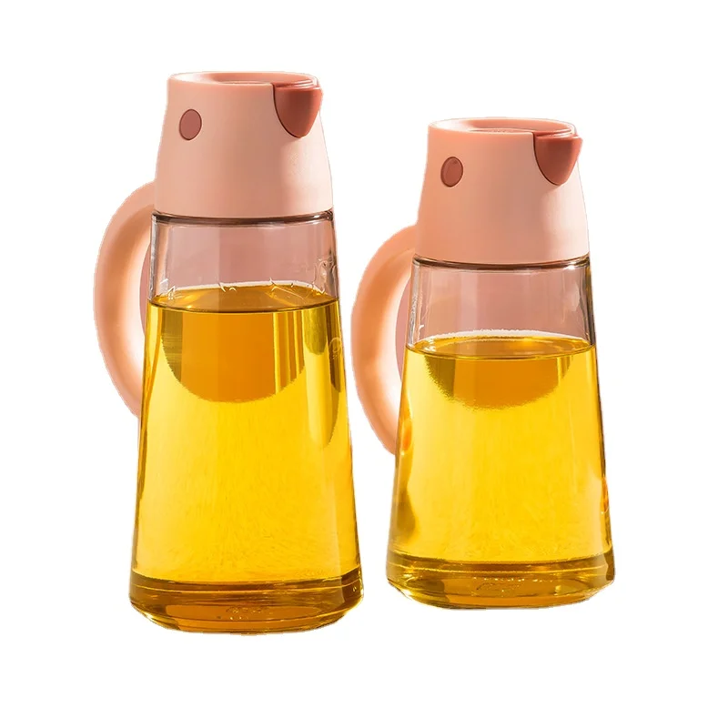 Automatic opening and closing glass oil kettle kitchen seasoning bottle with cover vinegar/oil bottle