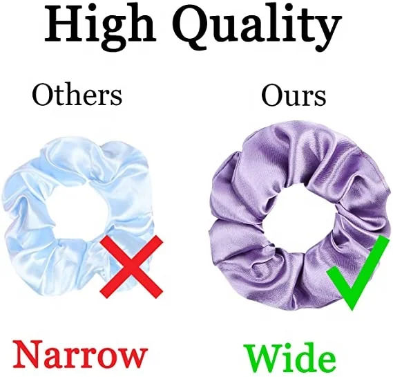 Factory Wholesale Cheap Top Quality Womens Silk Satin Hair Scrunchies