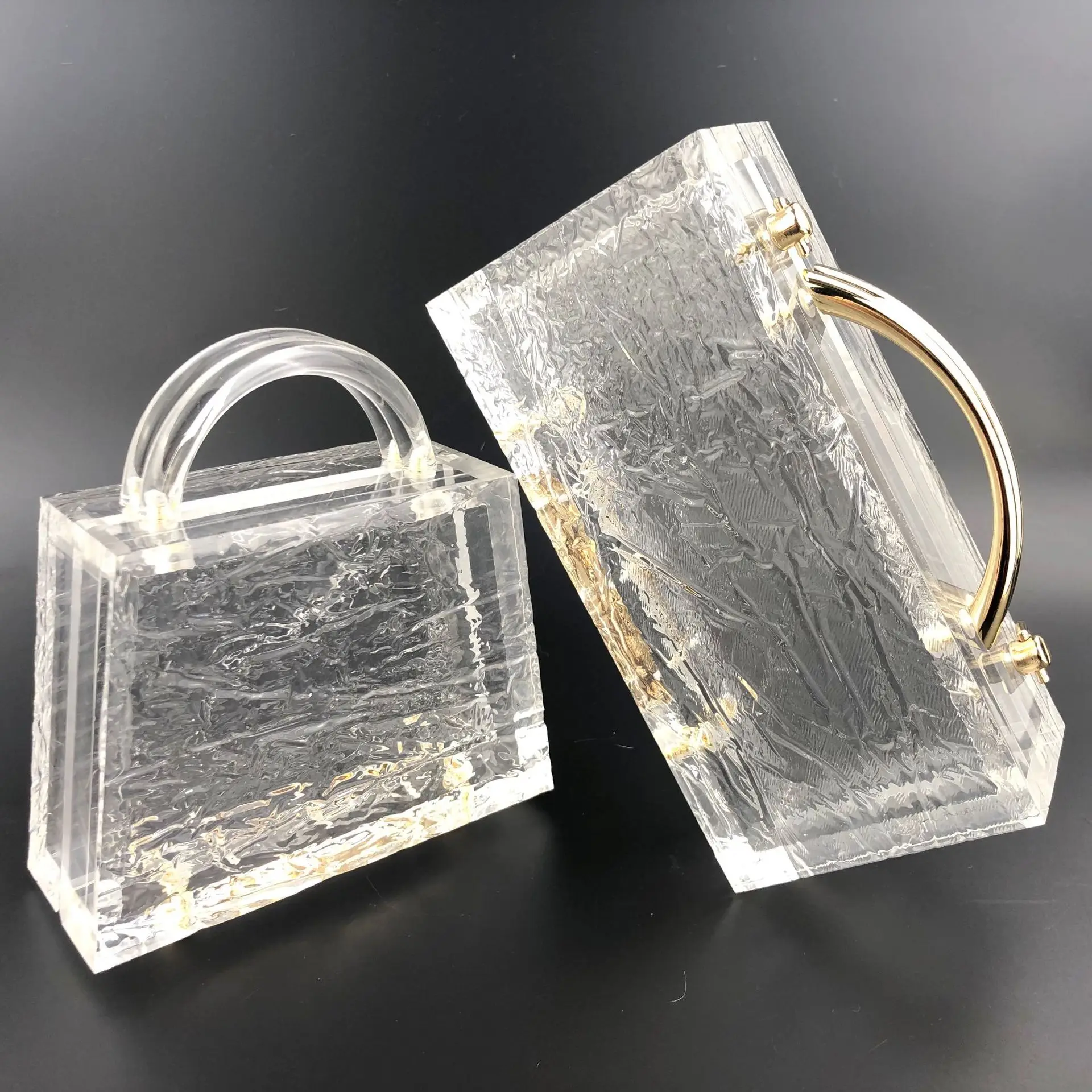 2020 Clear Crystal Clutch Bag Box Shape Acrylic Handbag Designer Brand New Hot Selling Women Square Box Evening purse