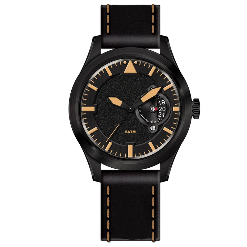 Competitive prices and fast delivery fashions mens watch with leather strap and brushed 316L SS case U3036
