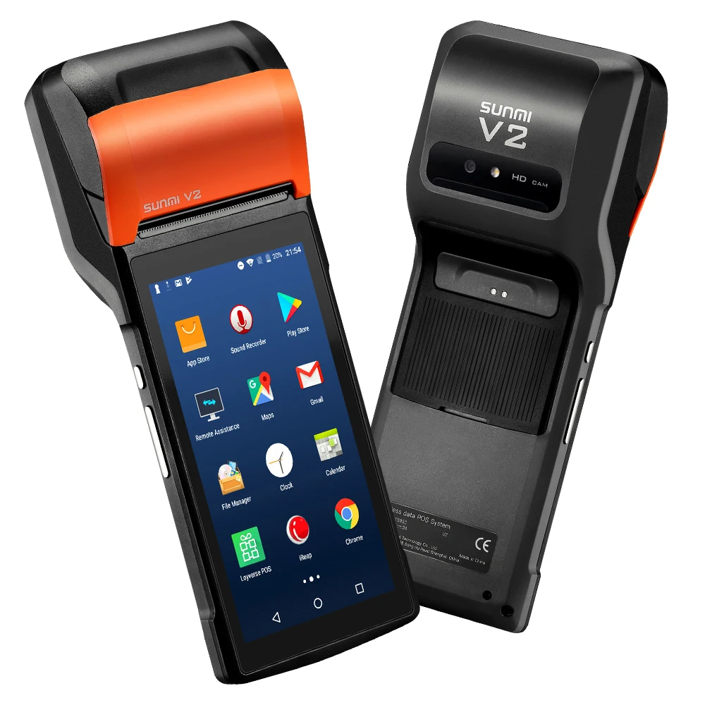 High Quality Pos Systems V2 4g Scan Touch Screen Handheld Smart Android 7.1 Terminal 58mm Receipt Thermal Printer For Food