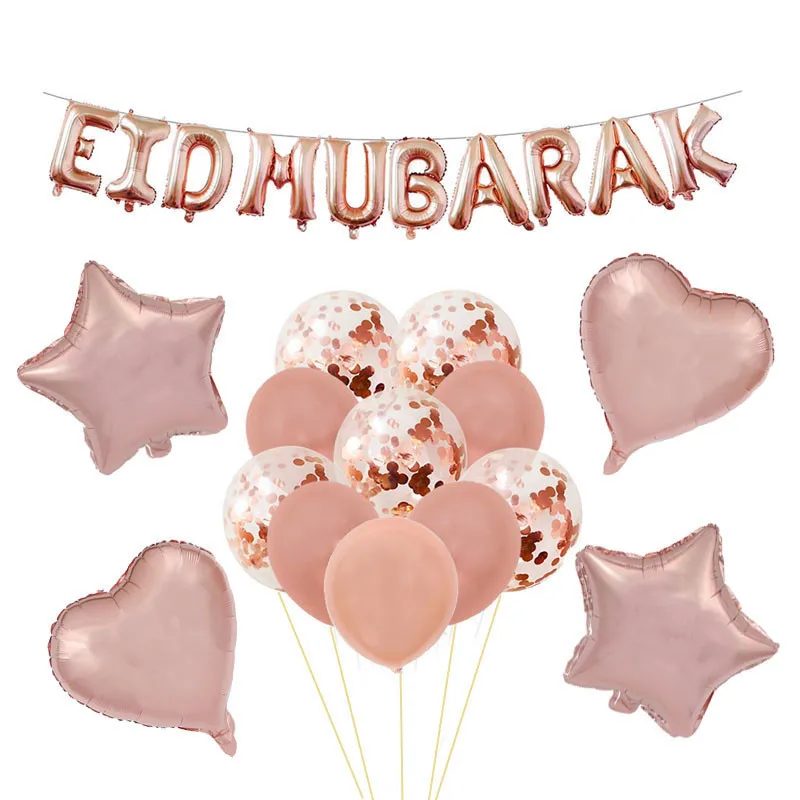 Eid Mubarak Letter Foil Balloons Moon Star Helium Balloon Ramadan Decoration for Home Muslim Party Supplies