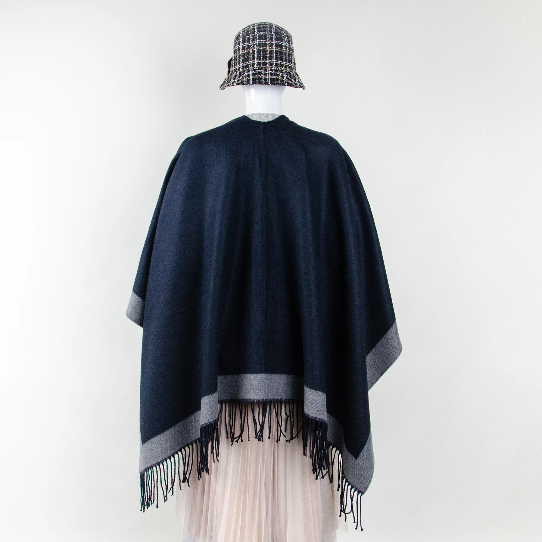 New fashion winter thick long warm tassel poncho scarf designer shawls