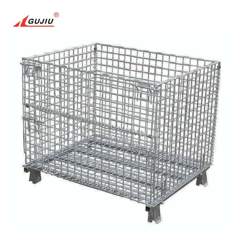 Cheap Custom Mobile Steel Box Crate Stacking Tyre Round Rigid Wire Metal Tire Storage Cage With Casters