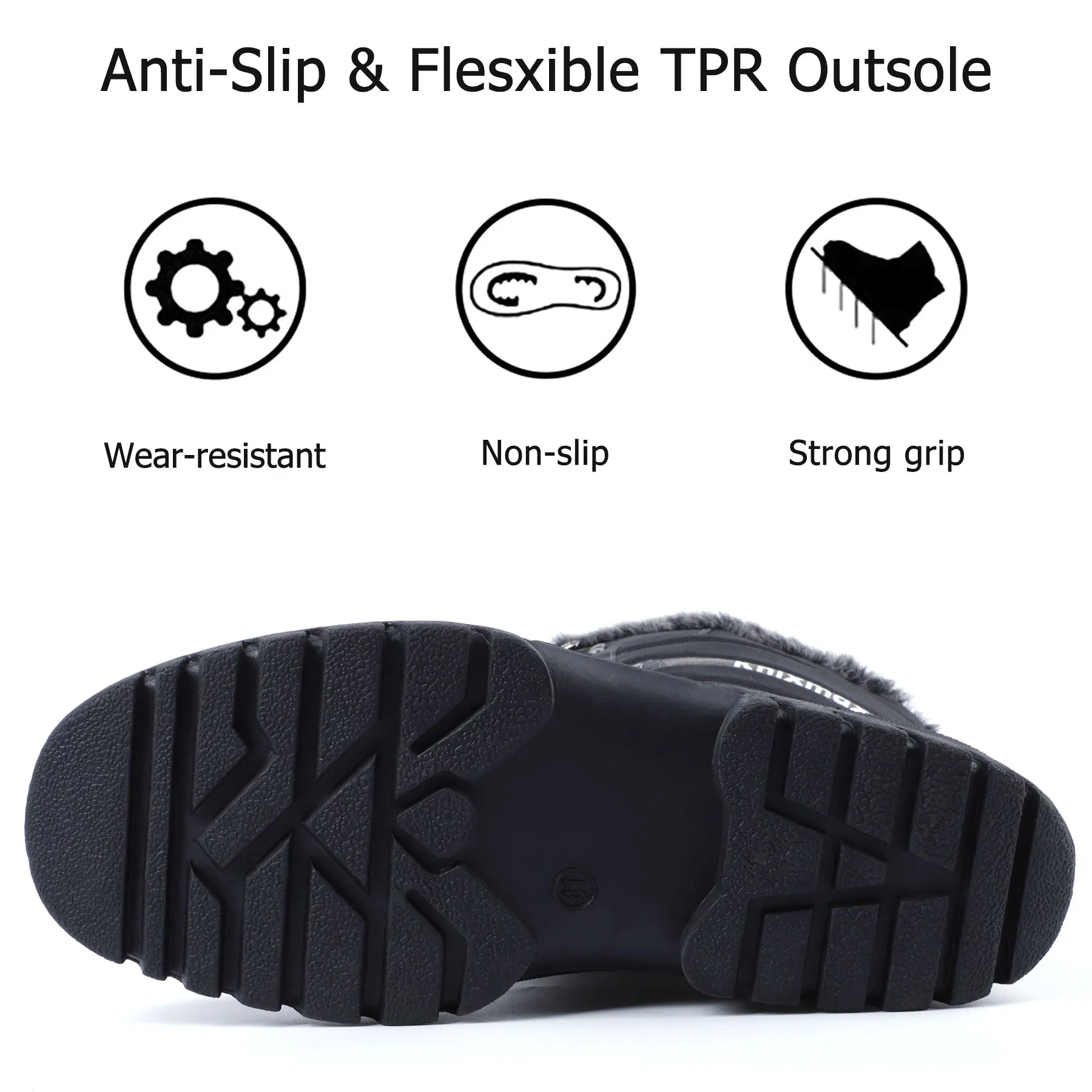 New style  MOQ 1 black antislip winter shoes hiking boots waterproof outdoor women snow boots