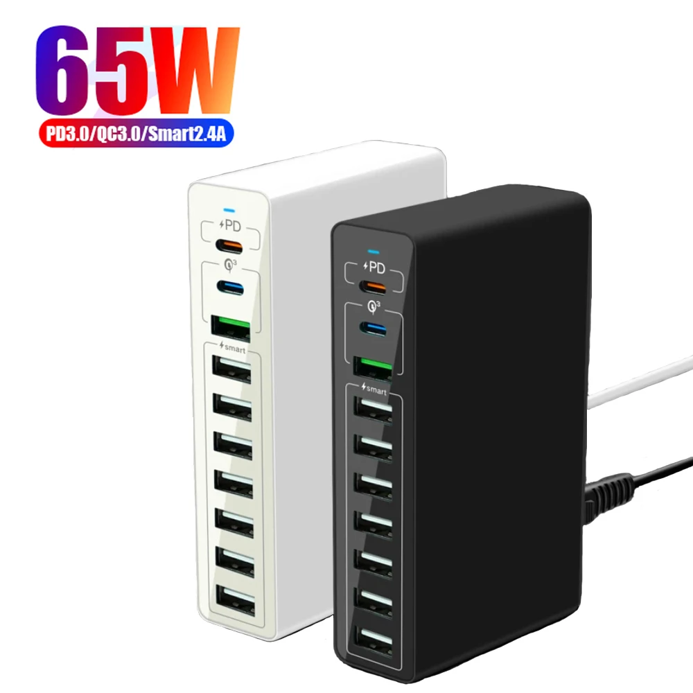 Travel Mobile Phone Fast Charging USB C Charger Station PD3.0+QC3.0 Quick Portable Desktop Charger For Smart Phones