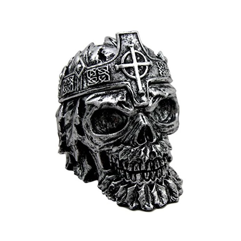 Crowned King  Skull  Decorative Cigarette Ashtray Figurine With Lid  for Tabletop Decor