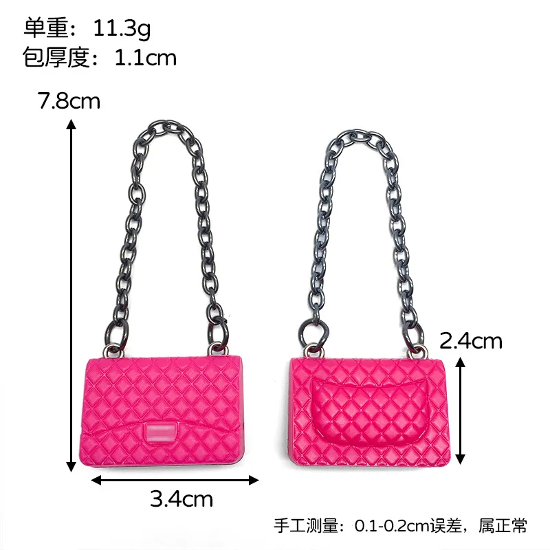 Bulk Supply Rose Red Miniature Designer Brand Logo Leather Bag Decoration Junk Phone Case Charms  Key chain Dollhouse Diy Crafts