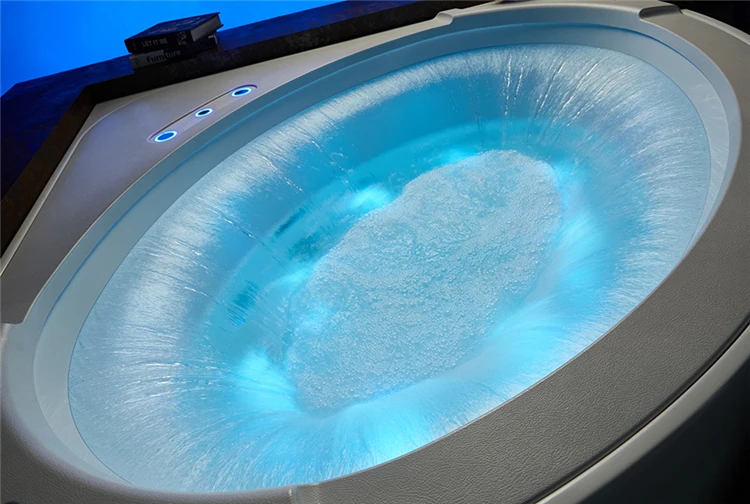 Corner round whirlpool massage bath American style waterfall jets modern small whirlpool bath tub