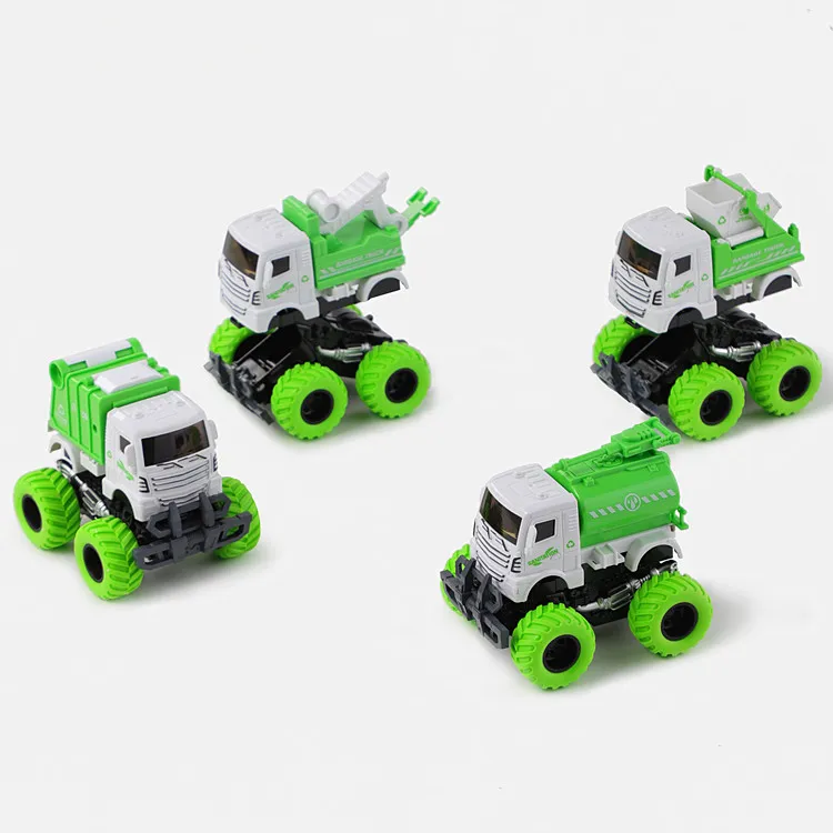 2021 new friction toy vehicle collision deformation design city cleaning truck simulator mini die cast car toy for kids